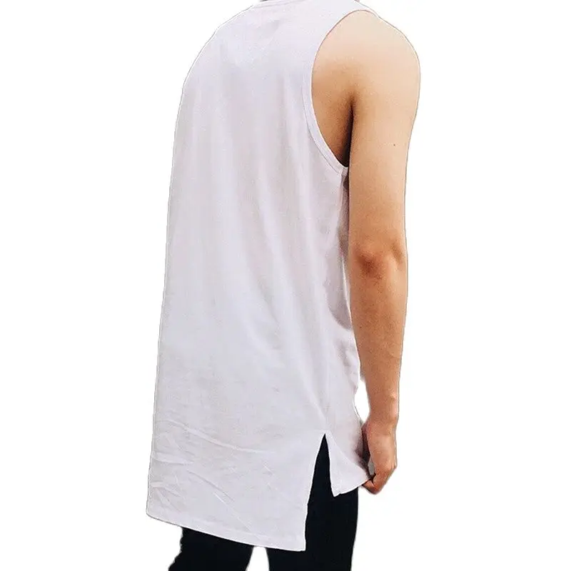 Мужская повседневная майка в стиле хип хоп асимметричный Длинный жилет рубашка