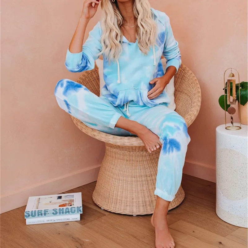 

Casual Fashion Print Women Pajamas 2020 Autumn Hooded Pajama Sets Plus Size Women Clothes