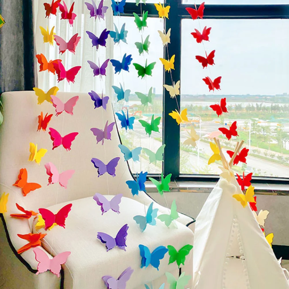 

20 pcs/set Butterfly Paper Banner Decorative Paper Garland Gradual Colorful Baby Shower Birthday Party Wedding Decor