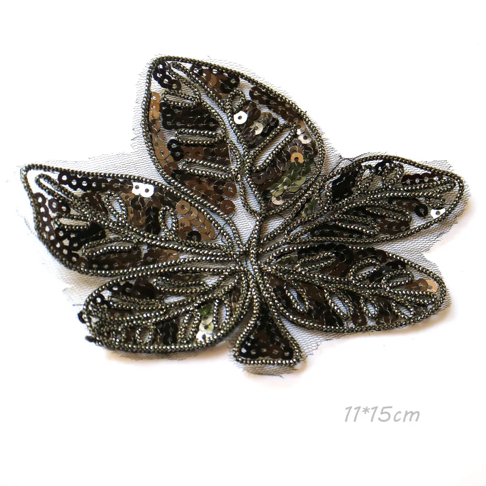

DIY fashion black flower appliques Patches for clothing Embroidery lace patches for bags decorative parches applique
