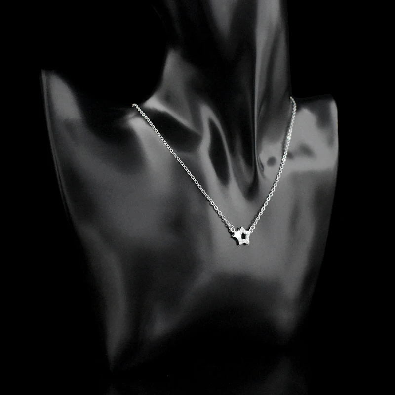 

New Fashion 925 Sterling Silver Star&Heart CZ Pendants Necklaces Elegant Rhinestone Collarbone Chain Necklace Women Jewelry Gift