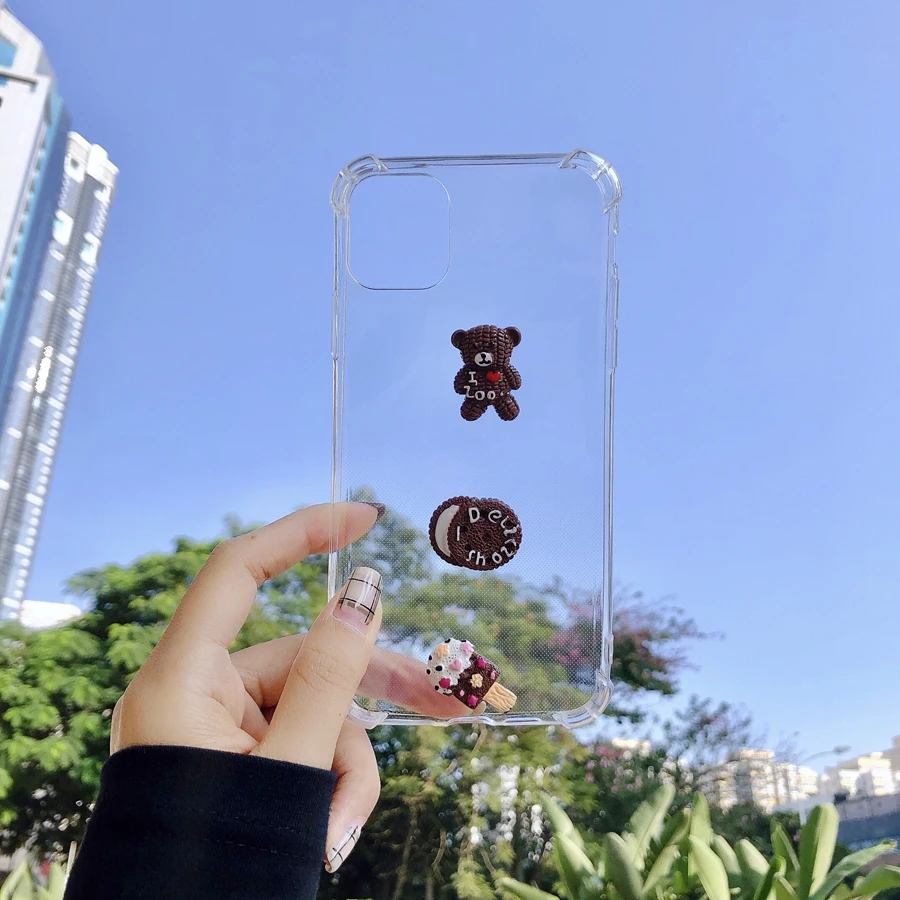 For Samsung A50 A30 A40 A70 A80 A20S M30S M20 M10 A6 A7 A9 2018 Cute Bear Cat Claw DIY Cover Transparent Shockproof Soft Case |