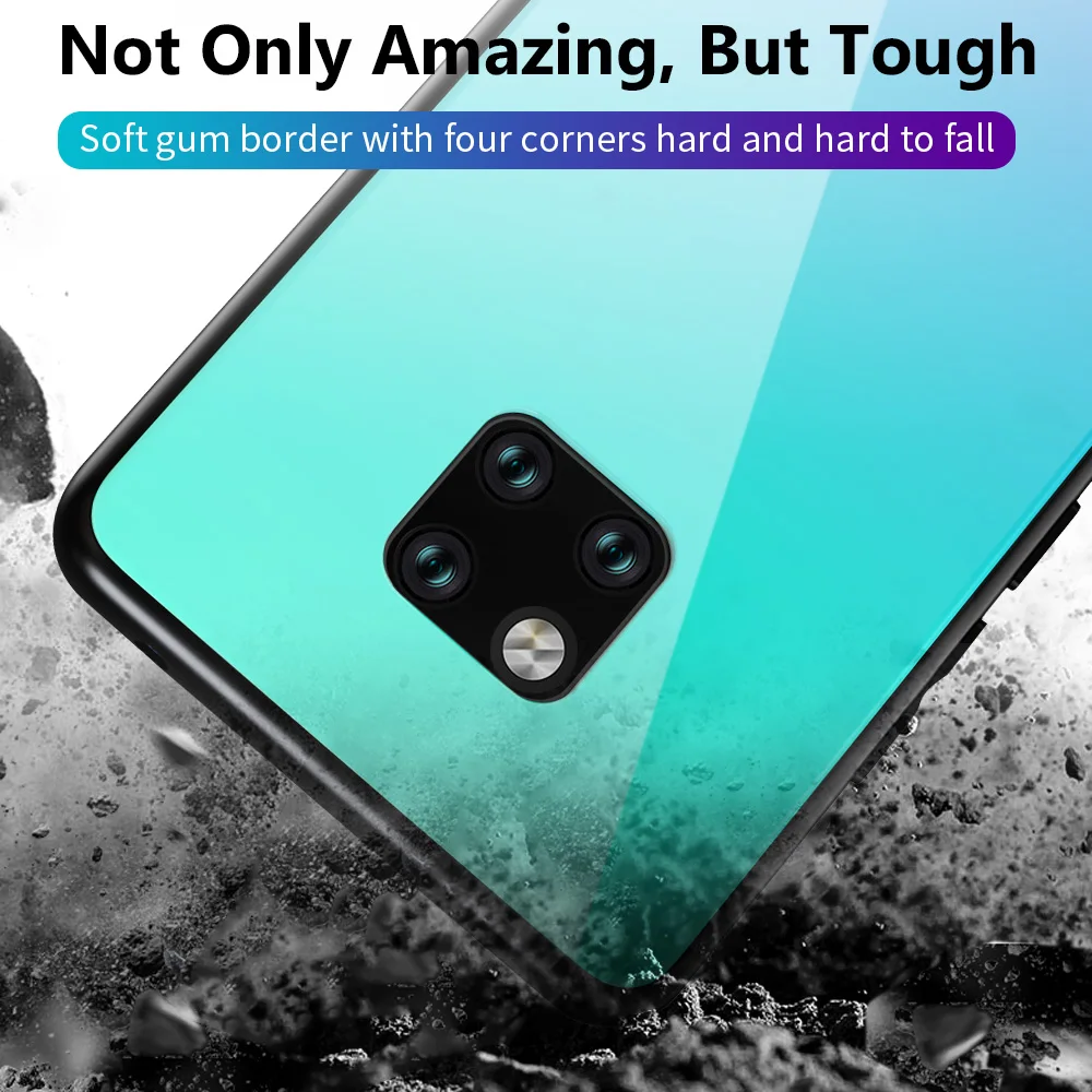 Градиентный чехол из закаленного стекла для mate 20 Lite Роскошная мягкая силиконовая