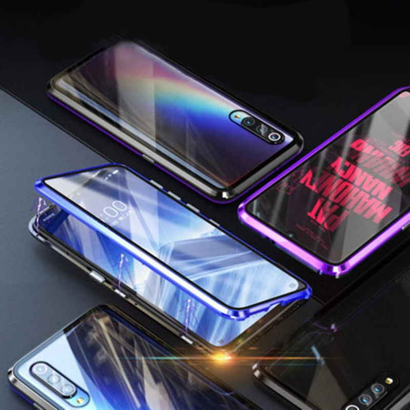 

Double Sided Magnetic Metal Case For Xiaomi Mi 9 SE 8 CC9 A3 Lite 9T 10 Pro For Redmi K20 Note 8 9 9S 8T 7 10 Pro 8A Glass Cover