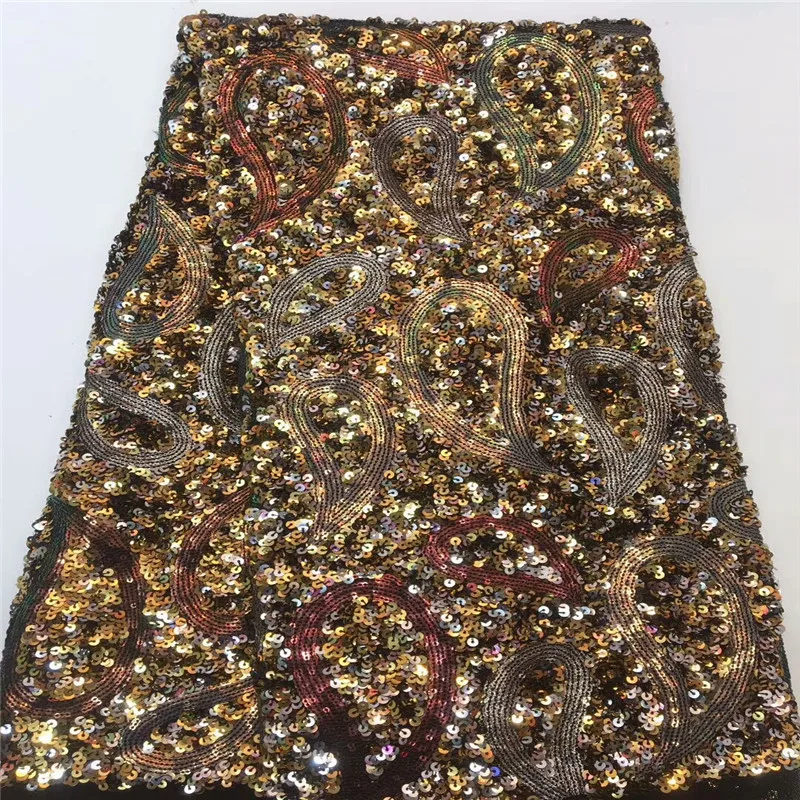 

2019 HOT French Nigerian sequins net African tulle mesh Sequence lace fabric high quality for wedding dress 5yards/lot zx65-3167