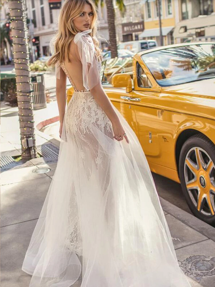 

BAZIIINGAAA Simple Wedding Dress Lace Little Beading Strapless Dress Luxury Wedding Gowns Bridal Can Be Washed Bride Dresses