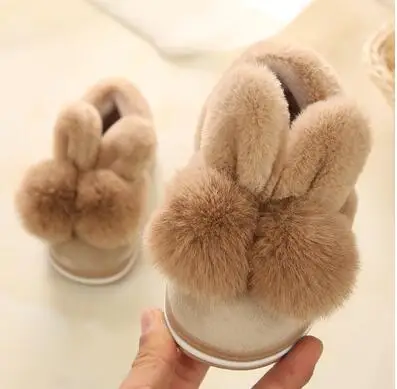Детские зимние домашние тапочки с бантом детские для маленьких девочек