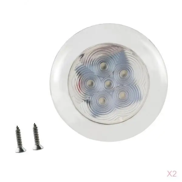 

2X LED STAINLESS STEEL SS CABIN DOME LIGHT - Marine/Boat/Caravan/RV Lamp 12V