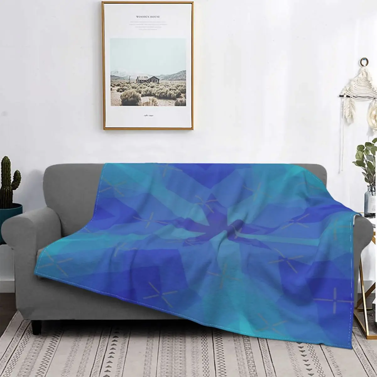 

Manta de copo de nieve azul, colcha a cuadros para cama, sofá, manta con capucha, textil de lujo para el hogar