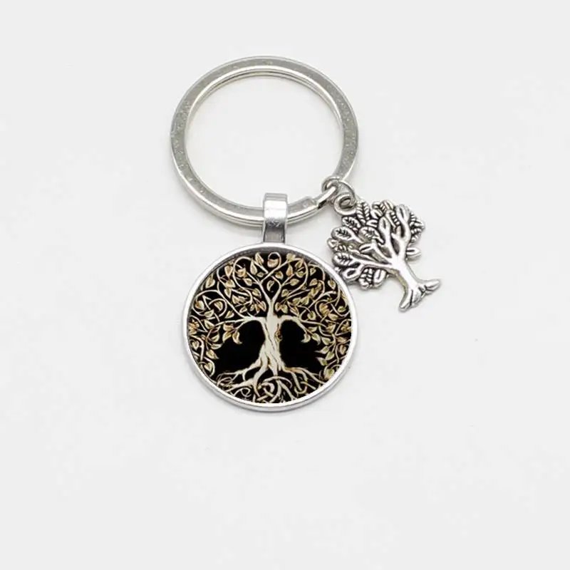 Гламурная Мода ретро Древо Жизни Стекло Подвеска DIY Шарм металлический брелок