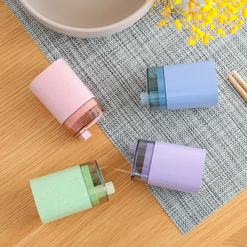 

Automatic Toothpick Holder Container Wheat Straw Household Table Toothpick Storage Box Toothpick Dispenser
