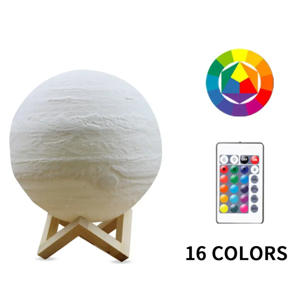 16 color remote 10cm Звездное небо 3D принт Звезда Луна лампа красочный лунный светильник сменный сенсорный домашний декор креативный подарок светодиодный ночной Светильник Galaxy с подставкой - Испускаемый цвет: 16 color remote 10cm