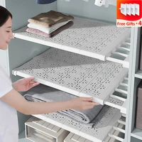 new adjustable closet organizer kitchen storage shelves space saving wardrobe wall mounted rack home appliance cabinet holder1pc