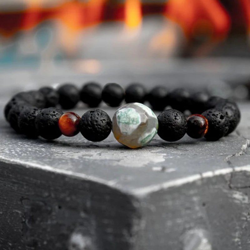 FFWFF браслет ручной работы из нейронной лавы и бисера мужской Тибетский Будды Шарм