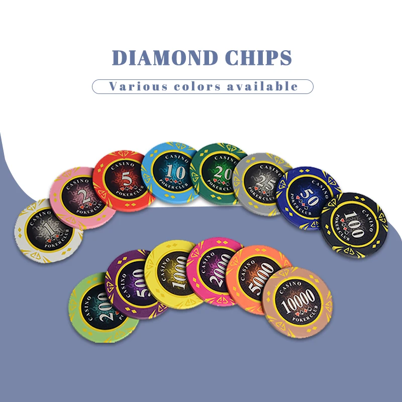 Набор фишек для Покера из глины фишки казино алмазные монеты развлекательные