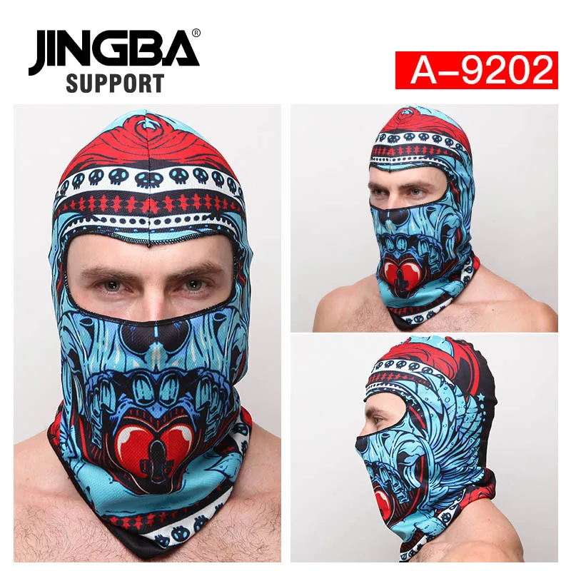 JINGBA поддержка маска для лица шарф Лыжная маска Балаклава с принтом черепа маски Велоспорт головной шарф шеи ветрозащитная Теплая бандана Зимняя Маска для мужчин - Цвет: A-9202