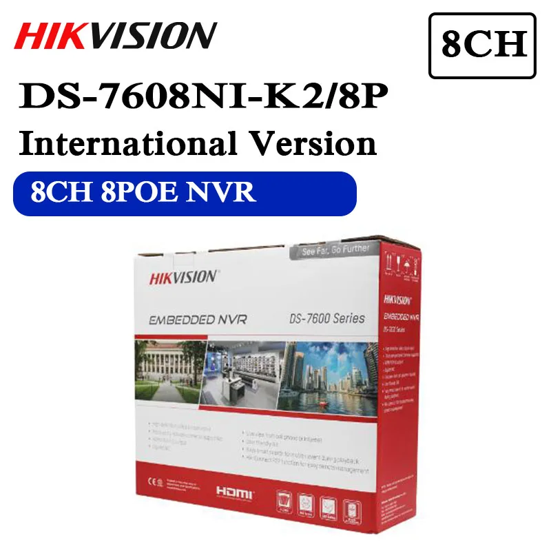 Английская версия DS-7608NI-K2/8 P 8CH 4K NVR 2SATA с 8POE портами встроенный Plug& Play 4K NVR