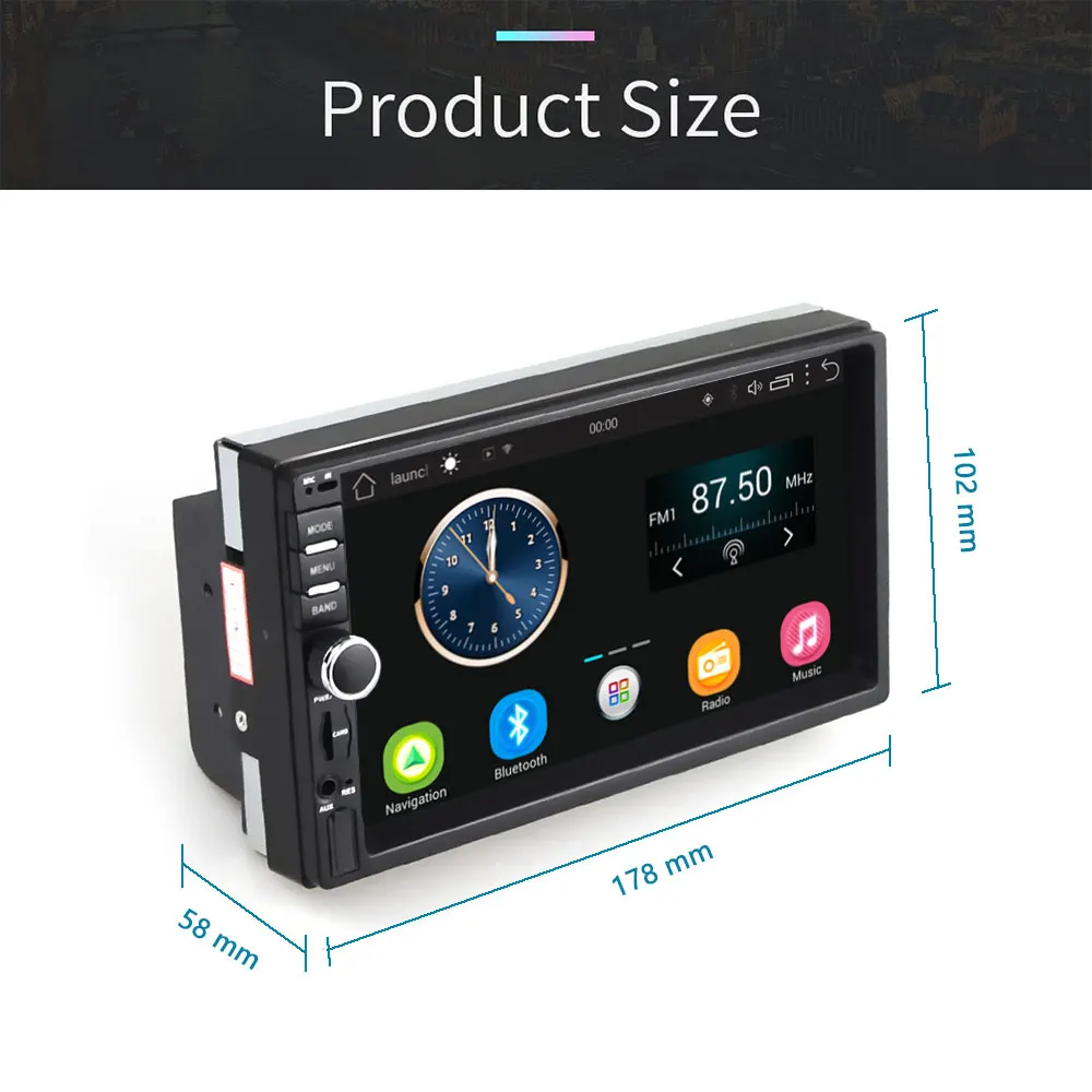 Автомагнитола AMPrime мультимедийный MP5 плеер на Android с 7 &quotэкраном GPS Wi Fi типоразмер 2