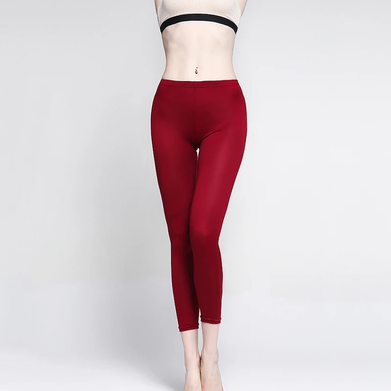 

Women Legging Fashion Soft Black/ Wine Red Waist High Waist Leggings Elasticity Casual Solid Leggings For Feminina