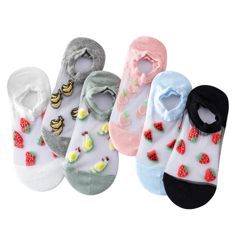 Женские носки 3 пары нескользящие до щиколотки для женщин летние прозрачные