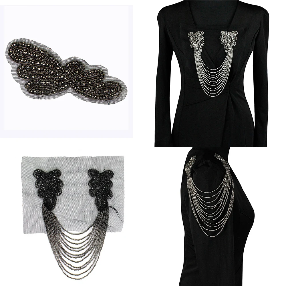 Ручная доска для плеч с вышитыми бусинами и кисточками аппликация воротника