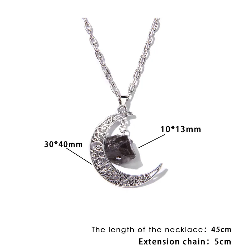 Ретро ожерелье из натурального кварца камня Reiki Raw Stone Retro Moon Necklace Geometric Faith Healing Natural Crystal Quartz Chain Necklaces Jewelry Party Gifts For Women on.