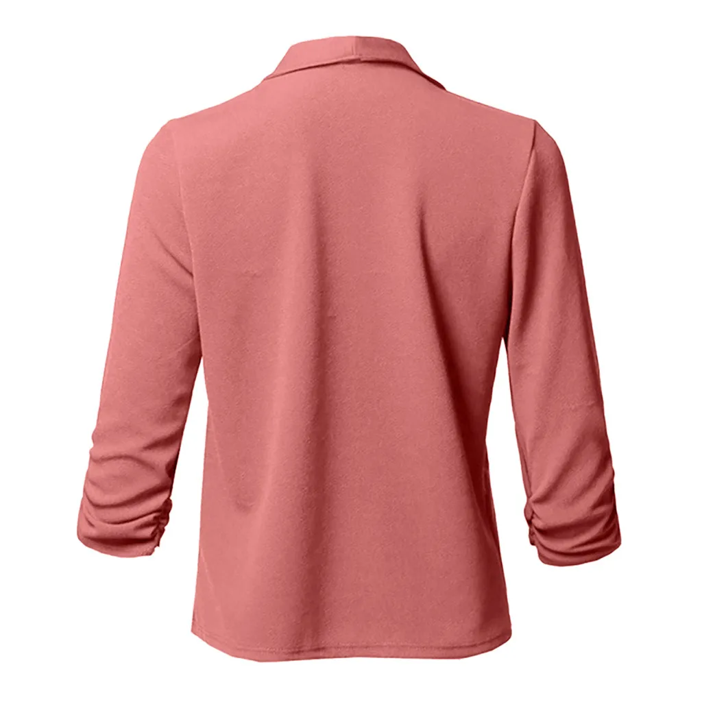 Autumn winter women's Casual long sleeve top Solid color Open Front Fold asymmetry Cardigan Jacket Coat L0808