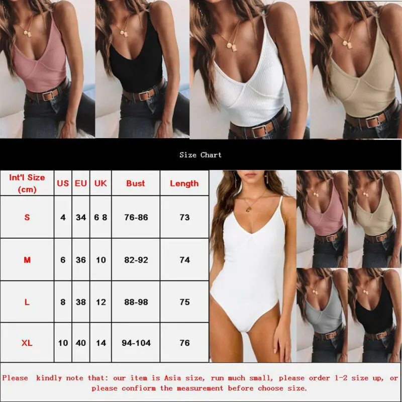 Women Body V Neck Strappy Bodysuit Lingerie Sleeveless Stretch Leotard Jumpsuit Top Summer Hot Fall Basic | Женская одежда