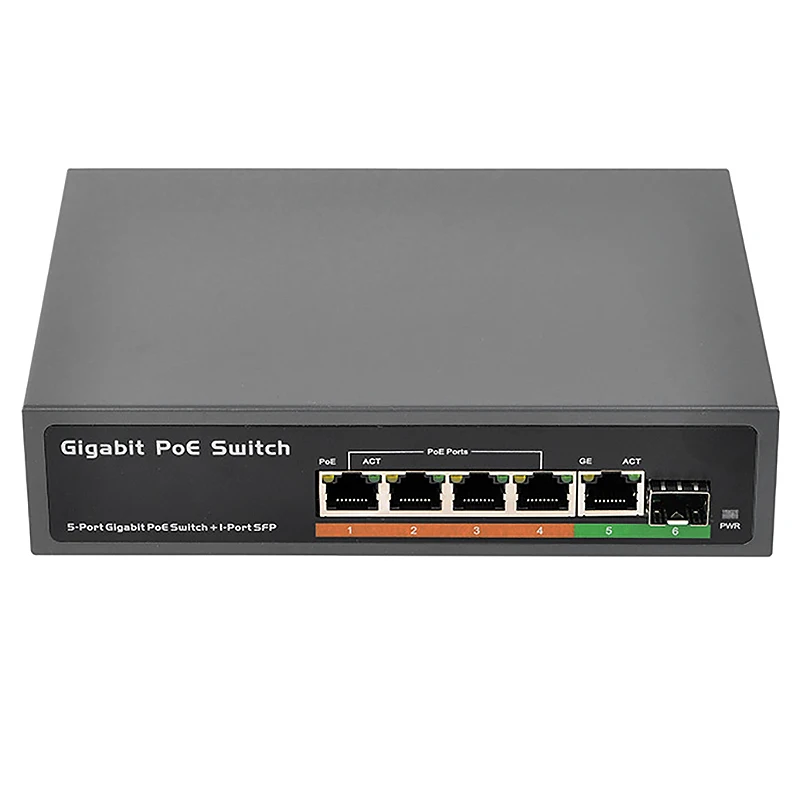 

PSE604GS 4 порта POE + 1 порт Uplink + 1 порт SFP 65 Вт IEEE802.3At / Af стандарт, полный гигабитный сетевой коммутатор POE-штепсельная вилка стандарта США