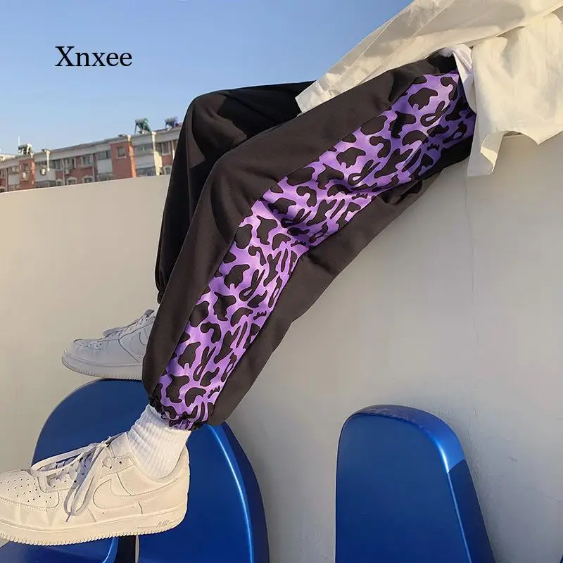 

Man Hip Hop Sweatpants Harajuku Chic Leopard Patchwork Pants Unisex Bf Teens Streetwear Couples Summer Women Trouser Clolthing