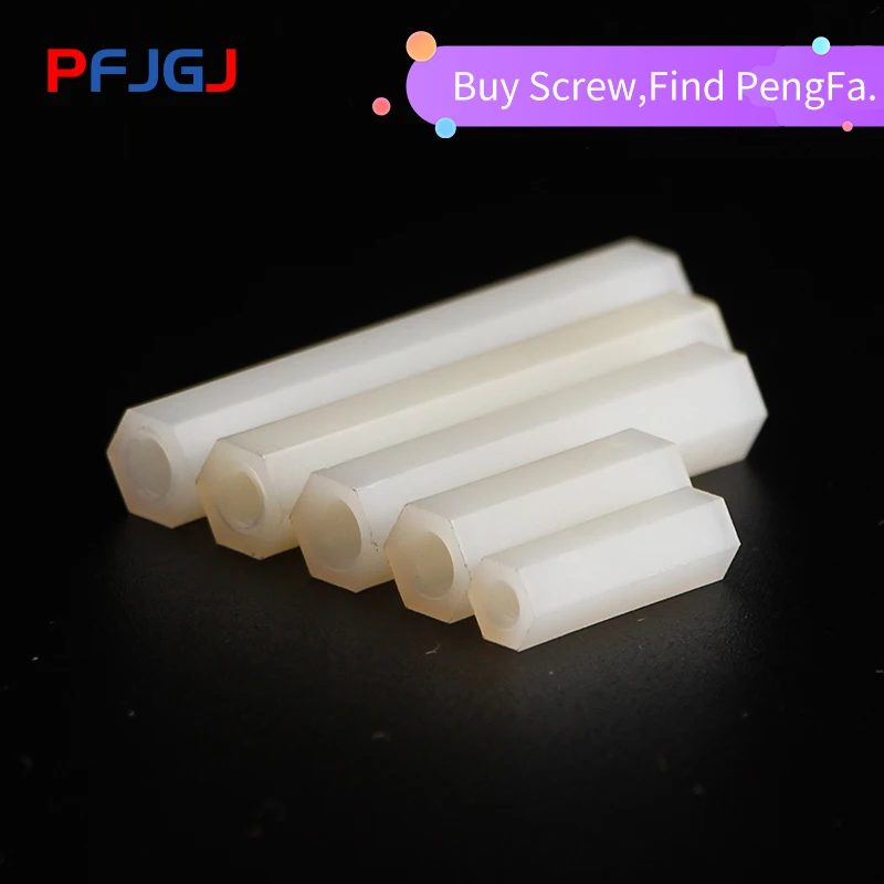 

Peng Fa M2.5 M3 M4 white Hex Nylon Standoff Spacer Column Flat Head Double Pass Nylon Plastic Spacing Screws