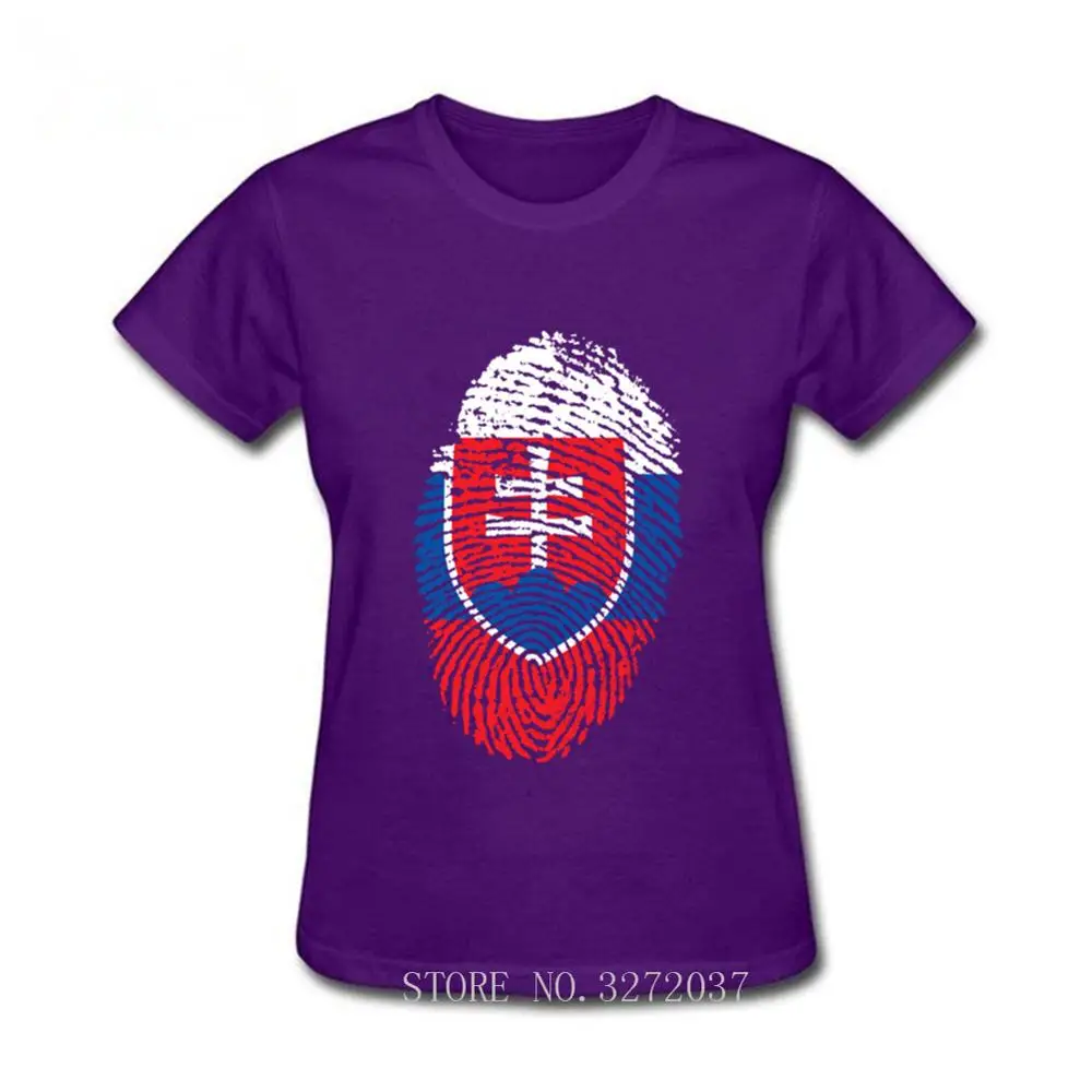 2019 T Shirt Printed Slovakia Flag Fingerprint Clothes Top Quality Short-sleeve 100% cotton T-shirt Women fashion Tshirt | Женская