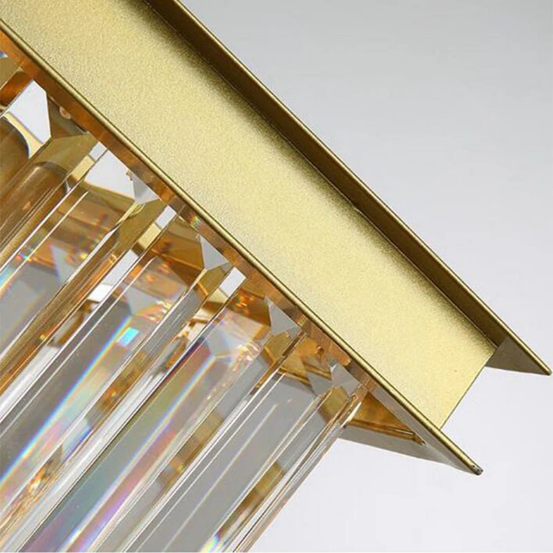 

Square Golden Crystal Chandelier American Crystal Chandelier Restaurant Dining Room Bedroom Study Room Living Room LED Light