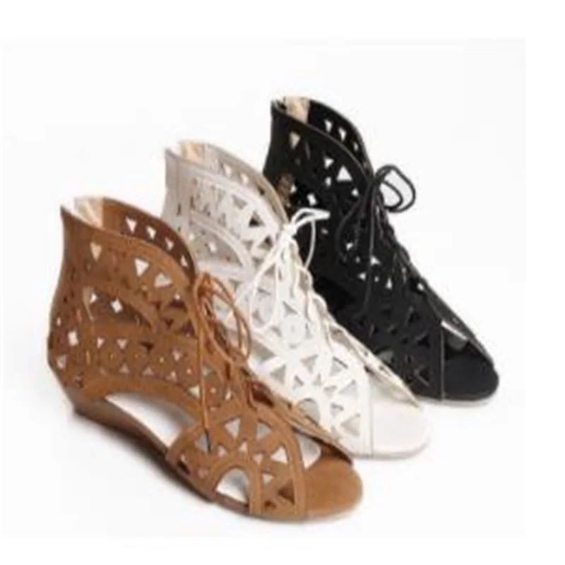 

European And American Hollow Sandals Sweet Fashion Flat Sandals Lightweight Breathable Women's Shoes Non-Slip Wear-Resistant