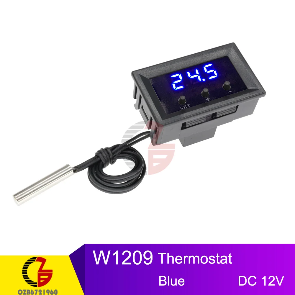W1209 Blue 12 В 24 в 110 В 220 В цифровой термостат регулятор температуры Регулятор терморегулятор инкубатор подпольный Датчик нагрева метр - Цвет: W1209 Blue