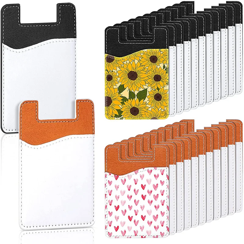 

20 Pieces Sublimation Blank Phone Wallet Cell Phone Card Holder PU Leather Stick on Phone Card Holder for Smartphones