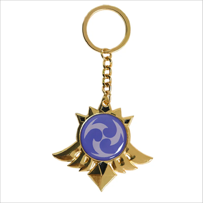 

Hot Game Metal Jewelry Keychains Genshin Impact Cosplay Key Chain 7 Element Weapons Eye of God Accessories Kids Toys Gifts