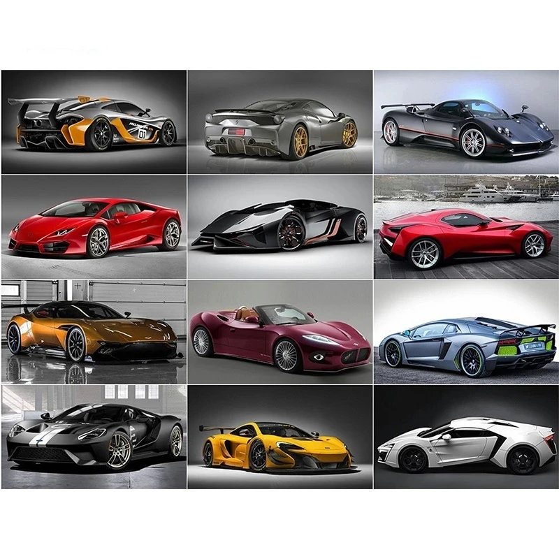 

Алмазная 5D живопись «сделай сам», Набор для вышивки крестиком, мозаика из страз, картина «спортивный автомобиль», картина квадратная/кругла...