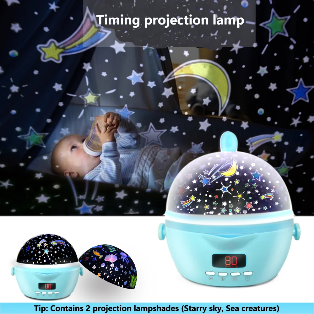 

Цветной Радужный подводный мир, Звездный Ночной светильник, проектор для детей, детская лампа, вращающийся светильник с таймером, рождестве...