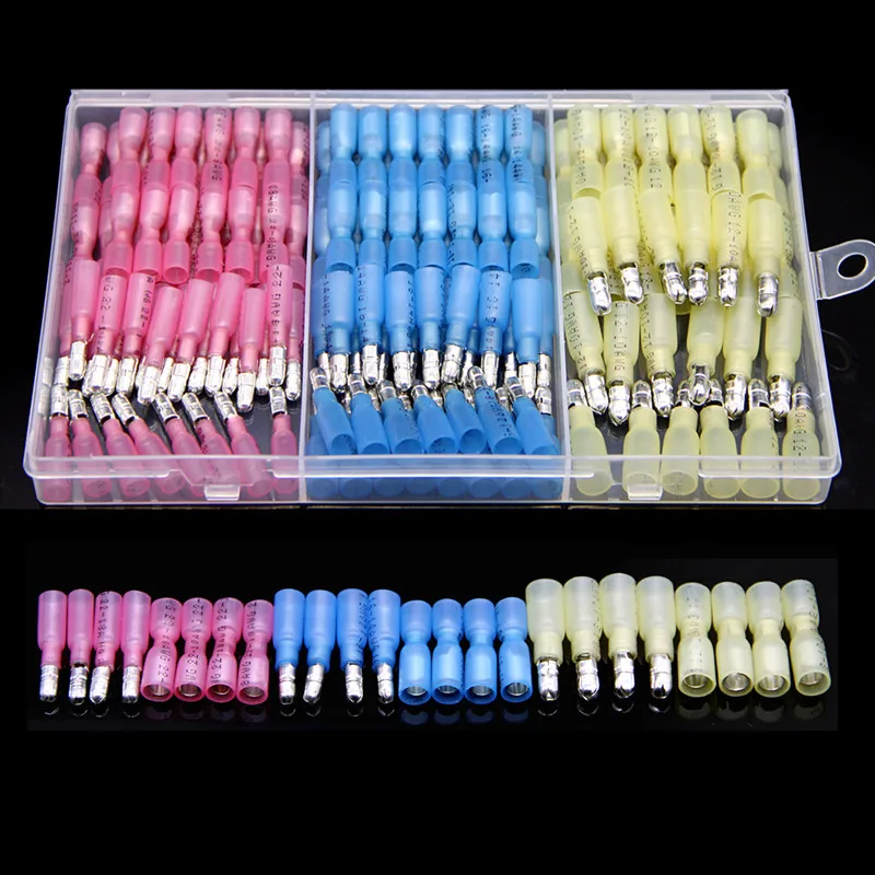 

160Pcs Heat Shrink Wire Bullet Connector Kit Electrical Insulated Waterproof Crimp Marine Automotive Terminals