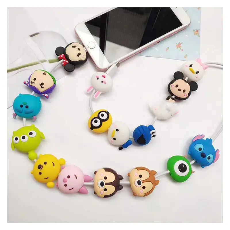 Милый Кабельный органайзер с героями мультфильмов, защита от usb зарядки, шнур для передачи данных, защитный держатель, чехол, органайзер, кабель, провод