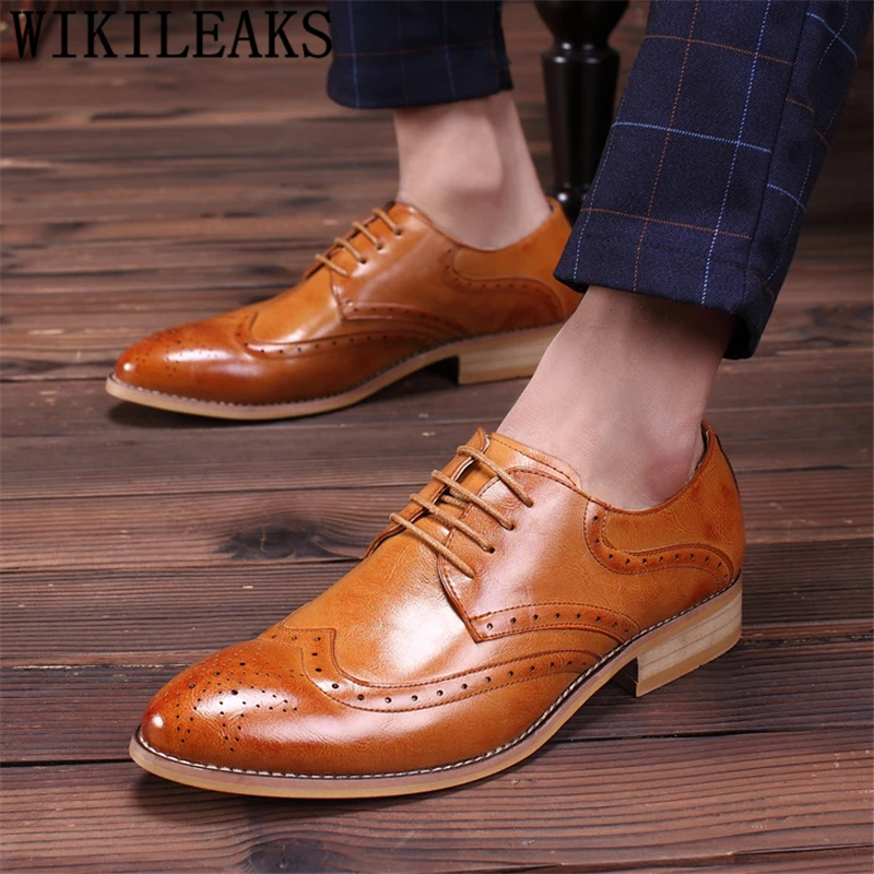 Brogue Shoes Men Formal Wedding Dress 2022 Italian Elevator For Evening Classic Elegant Brown | Обувь