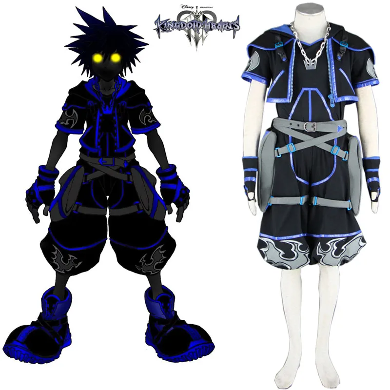 Kingdom Hearts Sora костюмы для косплея высокое качество роскошная темно военная форма