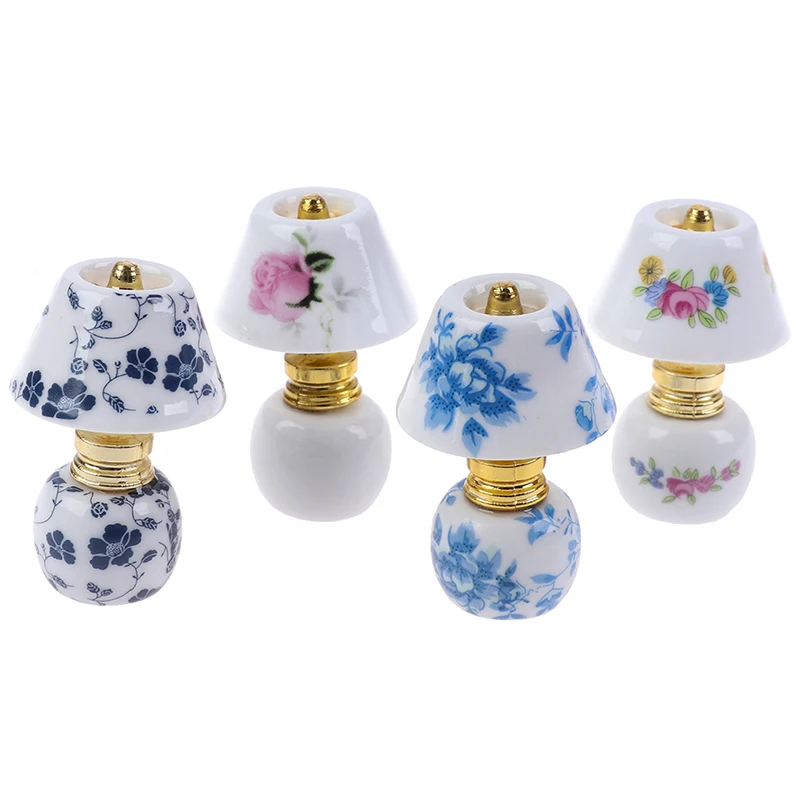 

Mini Ceramic Lamp Miniatures Dollhouse Toy Porcelain 1:12 Table Lamp Doll House