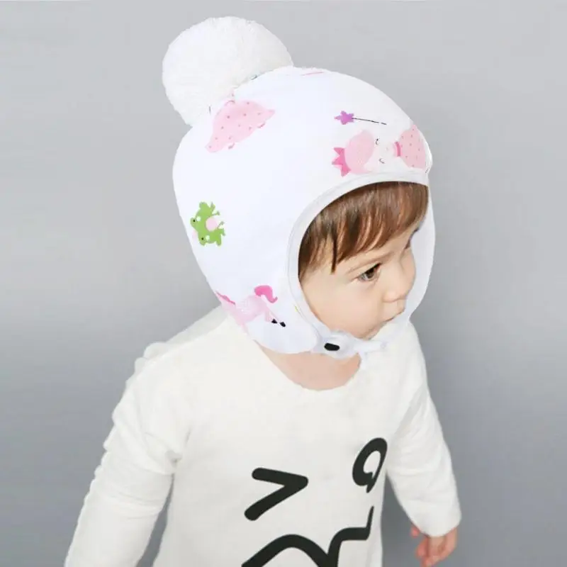 Детская зимняя теплая флисовая шапка для новорожденных с помпоном милая