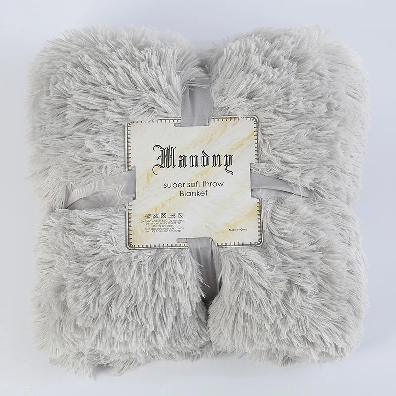 Длинное плюшевое Флисовое одеяло для взрослых зимнее теплое меховое покрывало