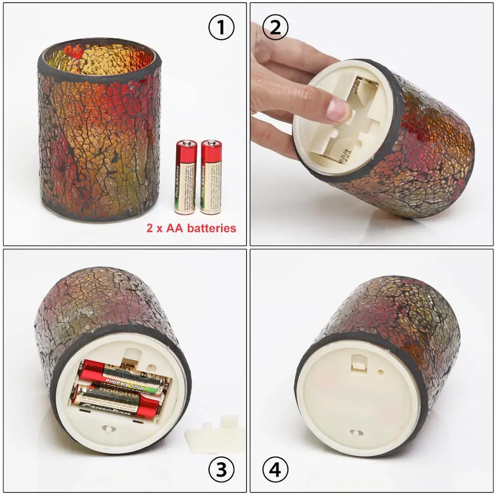 GiveU светодиодная мозаичная стеклянная свеча беспламенная с таймером на