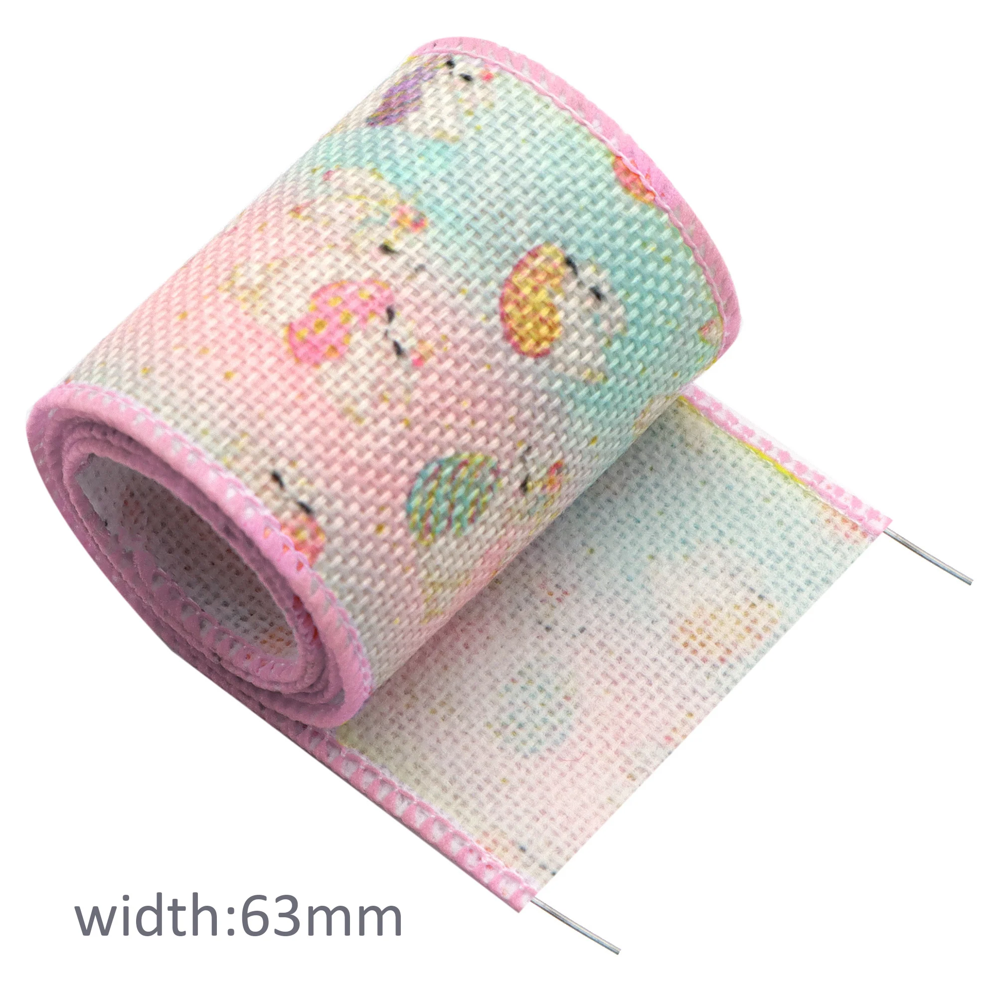 5 ярдов 63 мм Пасхальная лента с проводными краями из мешковины принтом кролика