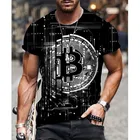 Черная футболка с принтом биткоина 2021, Мужская крутая брендовая одежда с коротким рукавом и 3D-принтом, мужские футболки, топы