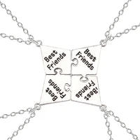 best friend 4 piece set pendant necklace bff friendship letter good necklace mens womens choker jewelry gift